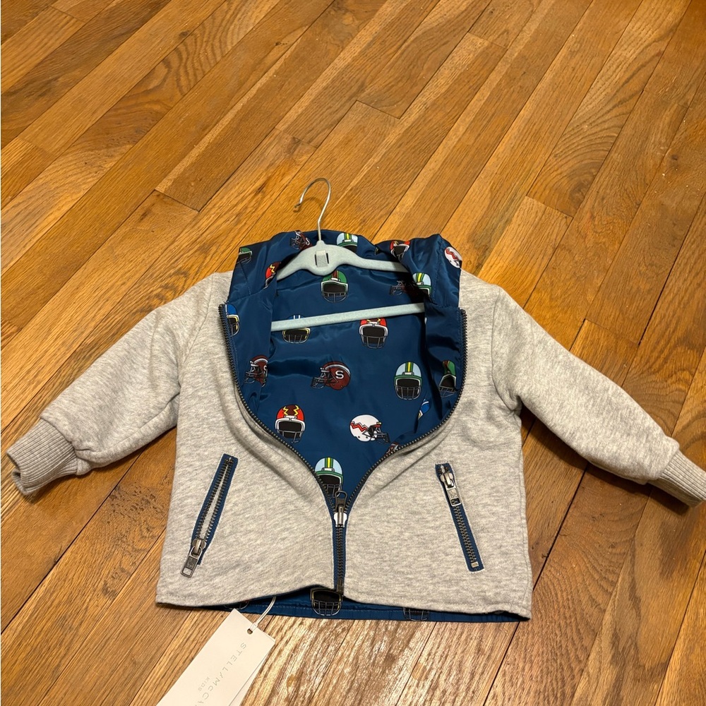 Stella McCartney Gray Jacket with Blue Lining and Fun Print